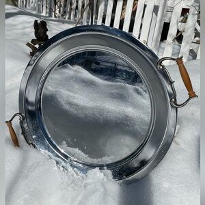 Heritage House Kromex Serving Tray, wooden handles, vintage bareware